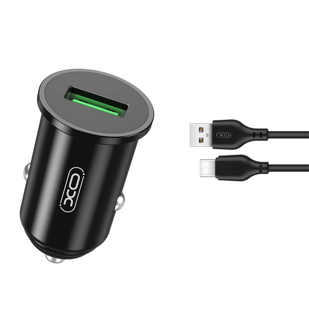 XO TZ12 Cargador de coche QC 3.0 18W USB + cable USB-C