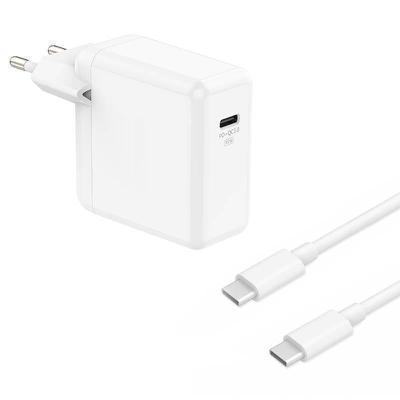 Cargador de red con salida USB-C 3A 45W, compatible PD y Quick Charge 3.0 con cable USB-C blanco