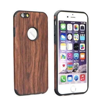 Funda silicona iPhone 8 Plus, alta protección e inserciones simil madera