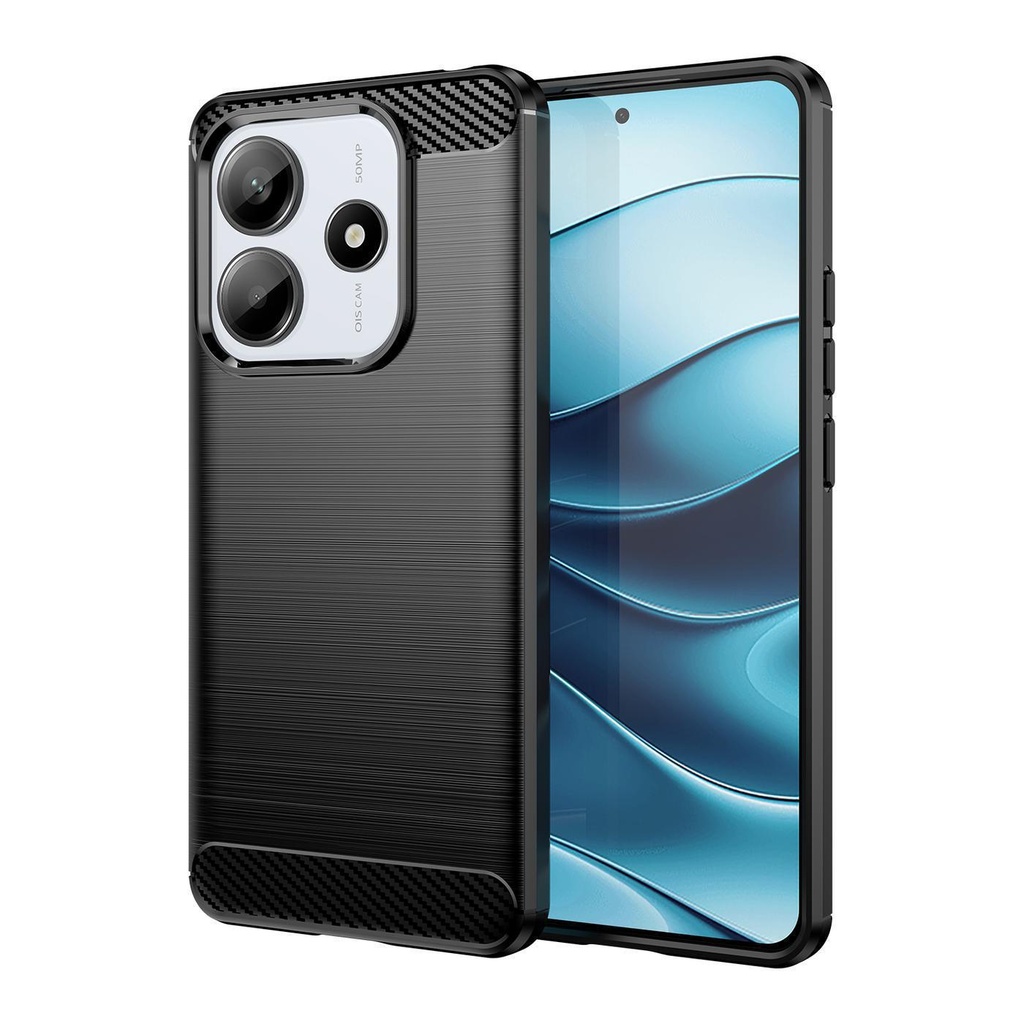 Funda silicona Xiaomi Redmi Note 14 5G, alta protección e inserciones símil a fibra de carbono