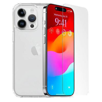 Protector cristal templado + carcasa híbrida iPhone 15 Pro