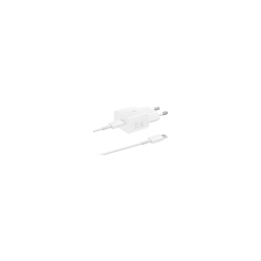 [CRT2510OB] Samsung cargador de red original USB-C GAN carga rápida PD 25W (EP-T2510XWEGEU) + cable USB-C a USB-C blanco