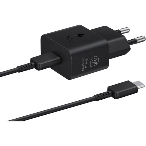 Samsung cargador de red original USB-C GAN carga rápida PD 25W (EP-T2510XWEGEU) + cable USB-C a USB-C