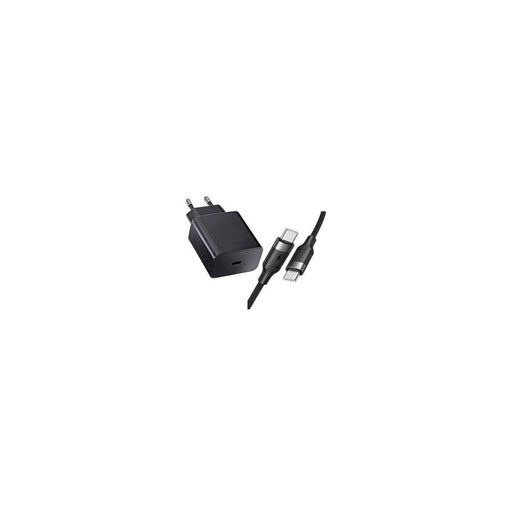OLD Cargador de red USB-C con carga rápida PD/QC 4.0 3A 20W, con cable USB-C 3A (carga rápida Samsung, iPhone 15, etc) negro