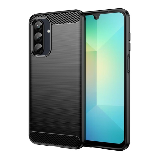 [FSAPSAA26] Funda silicona Samsung Galaxy A26 5G, alta protección e inserciones símil a fibra de carbono negro