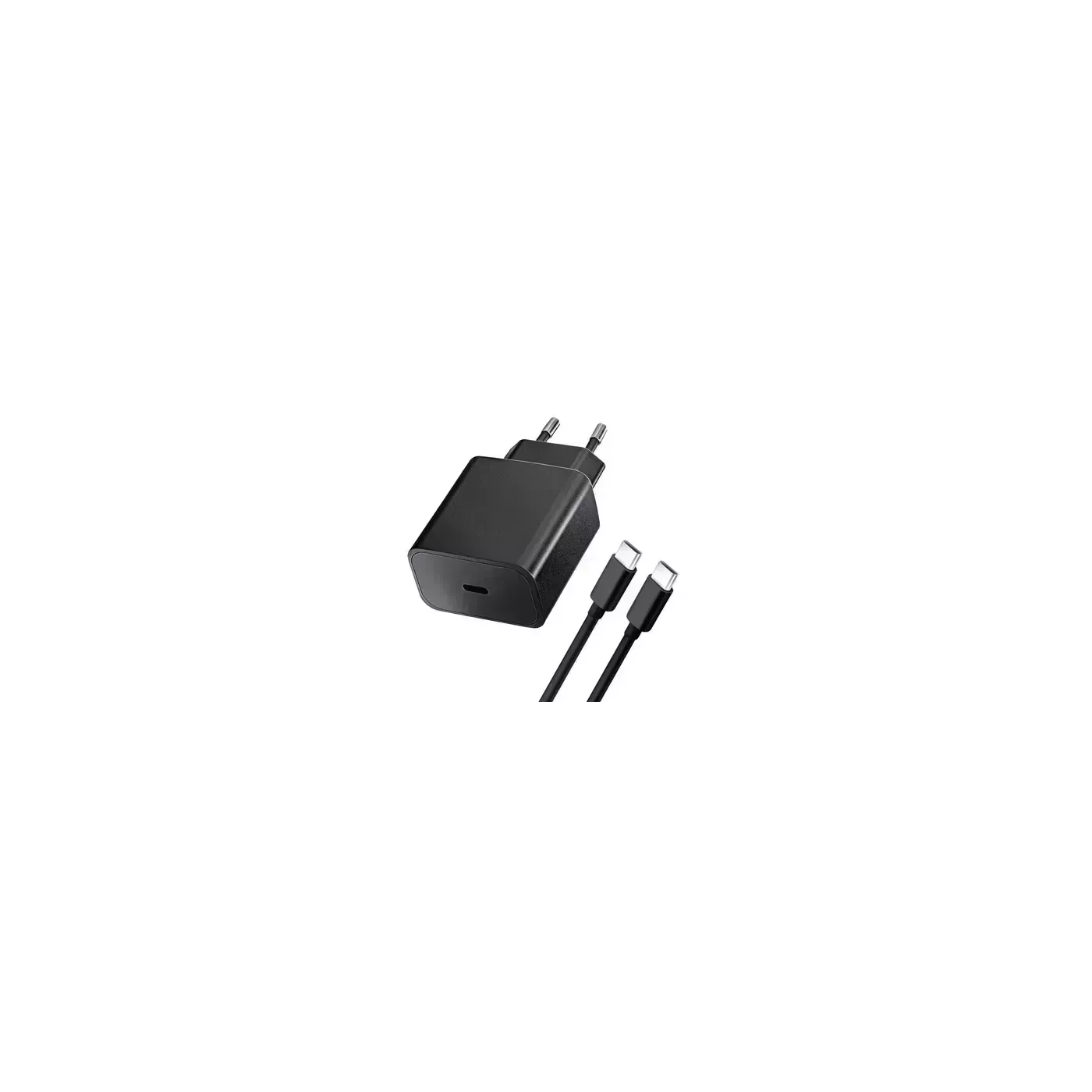 [CR25WN] Cargador de red USB-C carga rápida PD y QC 4.0 3A 25W, con cable USB-C negro